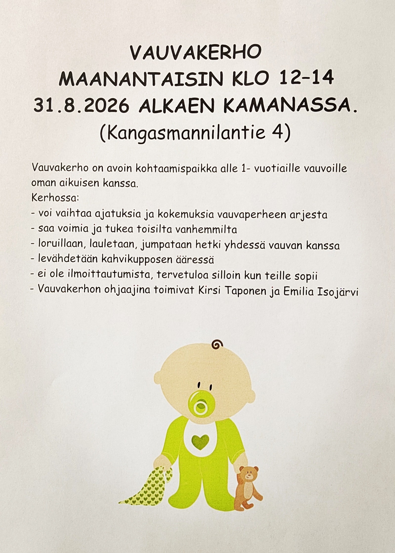 Mitä tapahtuu vauvakerhossa?