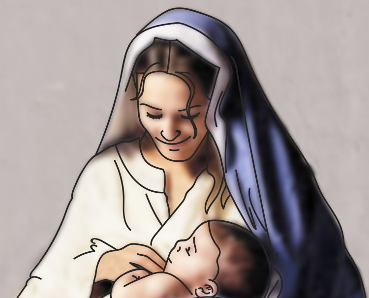Marianpäivän messu Maria ja Jeesus. Kirkon kuvapankki / Kirkkohallitus (Teemu Junkkaala)